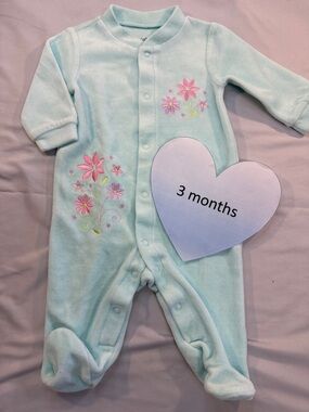 Love'n Cuddles - velour footed  sleeper. Size 3 months
